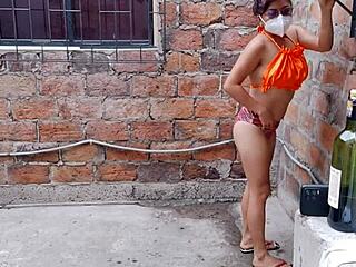 These amateur whores relax with a sensual bath in their country house, groping tits and vagina on day off 😏🛁