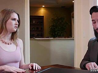 Lawyer engages in anal roleplay with step sisters tied up in bondage fantasy.