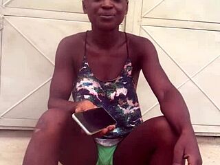 Crazy black girl keeps twerking to Nigerian afro music beats