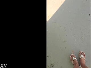 Stomping huge feet around the outdoor yard! Everything tiny from tall black fetish view!