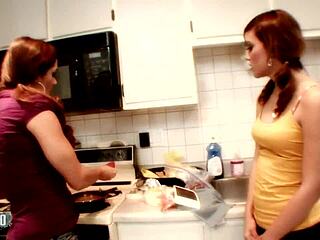 i got horny with my twin babe in the kitchen for some lesbian licking sex