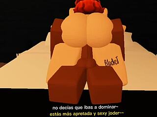 latina teen rides horny guy cowgirl style with big ass and tits in roblox sex session