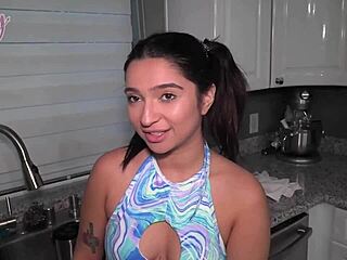 How does older Seth Brogan promote, fuck, and give a raise to babysitter Kiana Kumani in bed with creampie?