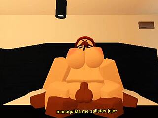 latina teen rides horny guy cowgirl style with big ass and tits in roblox sex session