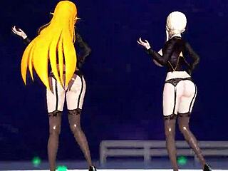 Big ass and tits on lady in black transparent lingerie