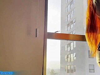 brazilian big ass redhead flashes her pierced pussy and tits in see-through outfit