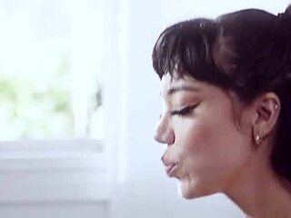 Narrative-Neutral LITTLE PUCK ROBBY APPLES Stunning Busty Brunette Seduces Her Partner and Sucks Him Good with Blowjob