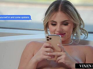 Naughty blonde college student Aria sucks and rides big black cock for facial cum