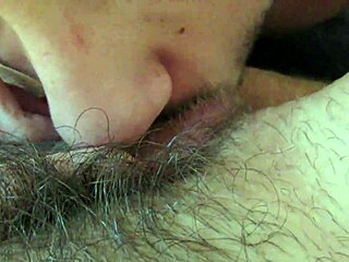In a close-up view, he licks and sucks her big hairy clit until the girlfriend squirts with a huge orgasm.