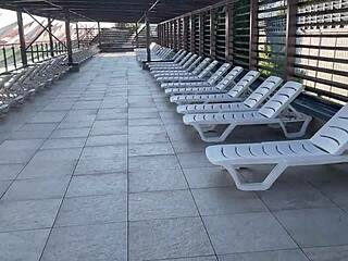 Cute beach girl turns into dirtiest slave with anal, double penetration, and squirting