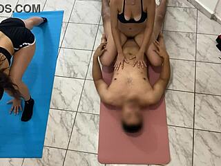 Padrastro trains two beautiful adopted stepdaughters with yoga then fucks them hard 😏