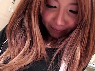 teeny japanese girl in fishnets and heels fingers shaved pussy before american creampie in anal doggystyle