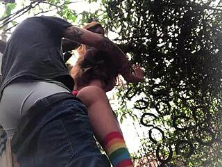 No quintal fodeno o cu da ruivinha sex toy outdoors