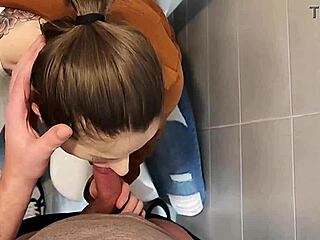 blowjob in university bathroom so hot 😏