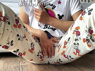 Skinny teen in pajama with small tits fingering pussy to squirting orgasm