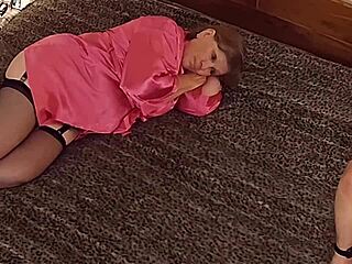 granny in black widow costume suggests cocksucking as avenger slut