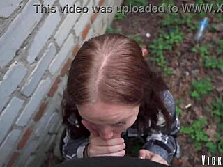 real fast risky blowjob behind the garages, cummed her mouth full and made girlfriend swallow 😏