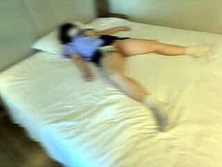 Brunette teen cums sweetly from favorite vibrator in close up solo masturbation