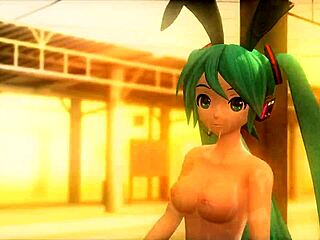 Hatsune Miku Boldly Poses In Full Nude Bunny Costume With Big Tits And Ass For Arabesque Project.