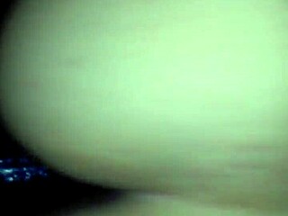 latina takes cumshot on ass in retro blue film with cock action