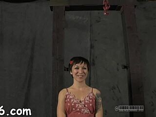 Why does this agreeable babe endure painful nipple torment while sucking cock in rough hardcore sex?