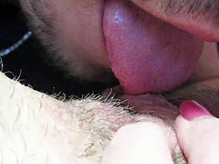 In a close-up view, he licks and sucks her big hairy clit until the girlfriend squirts with a huge orgasm.