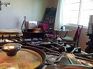 aurora willows enjoys clean eating with shaved pussy and natural tits as cute european girlfriend