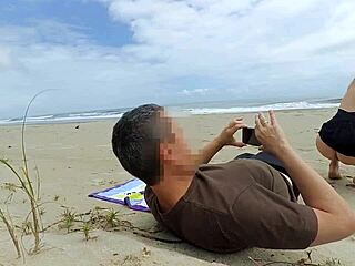 this milf was dozing on the beach when a fat dick suddenly perked her up with anal action. outdoor pov handjob led to doggystyle creampie.