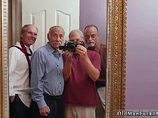 Old man and woman with huge tits dive into wild group handjob action 😏