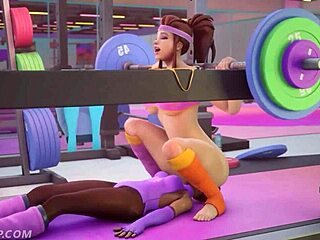 Ass and Big Tits Cutie Sombra Facesits Brigitte in Naughty Workout Game!