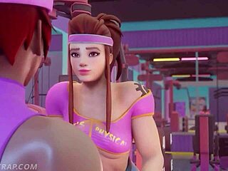 Ass and Big Tits Cutie Sombra Facesits Brigitte in Naughty Workout Game!