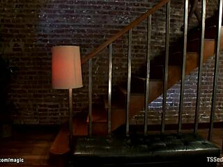 Shemale takes control by blackmailing courier into hardcore anal fucking and blowjob domination.