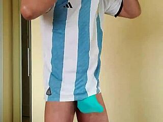 i'm pervy papifachero rubbing daddy boner bulge in electric blue thong during argentina winter snow