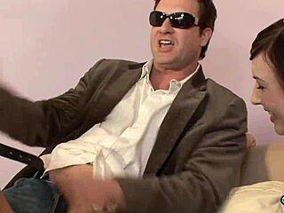 Two brunettes fuck cock in doggystyle and cowgirl