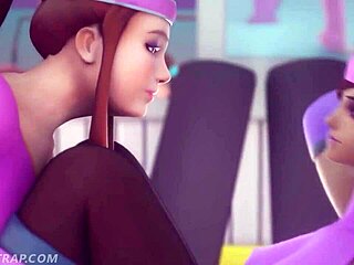 Ass and Big Tits Cutie Sombra Facesits Brigitte in Naughty Workout Game!