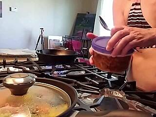 aurora willows enjoys clean eating with shaved pussy and natural tits as cute european girlfriend