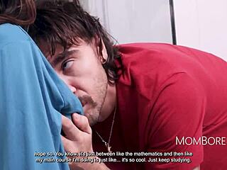 In a quiet college room, Asian stepmom Jena LaRose helps her student relax during a focused study session.