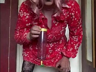Bisexual Crossdresser Craves Piss Swallowing Straight From Your Bladder in Humiliating Stockings Session