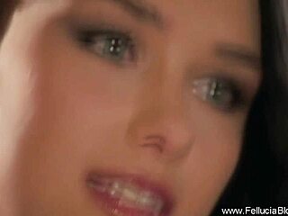 The brunette gives loving blowjob leading to cumshot. She enjoys every moment.