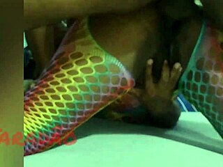 Amateur ebony with big ass and tits gets licked and fucked hard in Halloween quickie