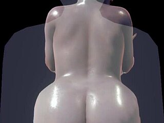 In a 3D CG animation, a character with big tits appears in a cartoon hentai scene.