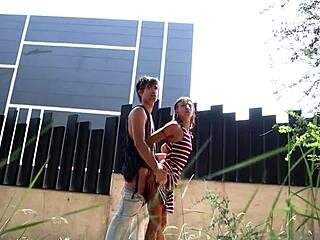 Ever tried sucking a big cock outdoors then getting doggystyle fucked with cum in mouth in city woods