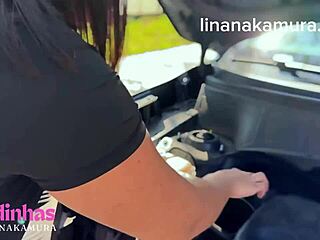 hey this asian hottie lina nakamura with big ass gets caught having interracial sex outdoors with john coffee in pov