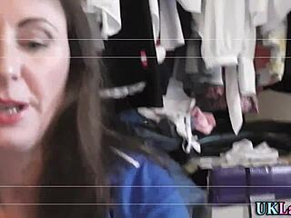 British nurse in stockings and heels blows patient's monster cock at hospital