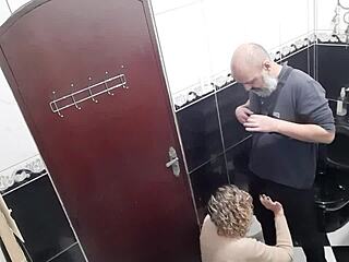 lesbian sucks and fucks for cash in coffee shop bathroom