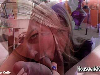 beautiful housewife gives amazing power suck blowjob and takes facefull of cum