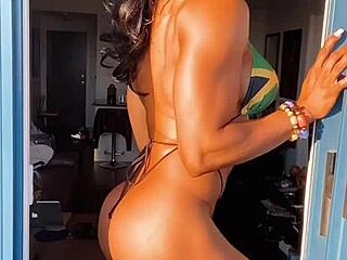 That erotic hot female muscle babe shows off her bodybuilder physique in fbb 27