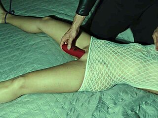 he tied my hands and feet then used that vibrator on my shaved pussy until i moaned and came hard with clothes ripped