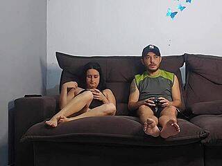 I'm having risky sex with my husband's best friend, that big cock Brazilian guy making me moan.