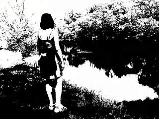 Sweet beautiful cute sexy girl Assol teases in erotic music video clip. She flashes panties and shaved pussy outdoors in skirt and lingerie solo.